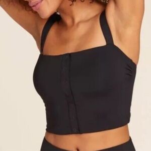 Two Piece Andie Swim The Snap Black Swimsuit Top & Boy Short Bottom Size L NWT